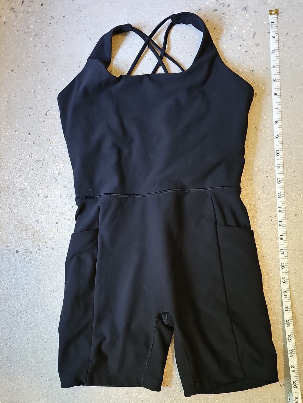 Calia Black Strappy One-Piece Athletic Romper Small